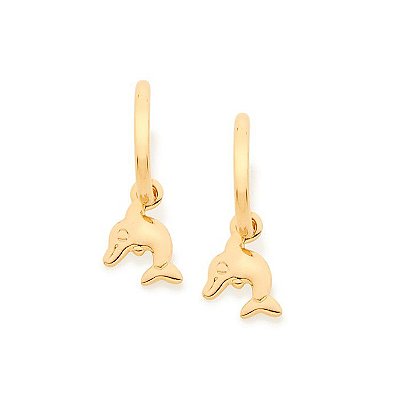 ARGOLA INFANTIL FOLHEADO A OURO GOLFINHO. MED 1,6CM ROMMANEL 522821