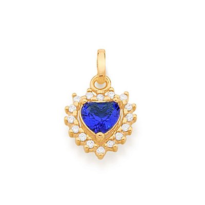 PINGENTE FOLHEADO A OURO CORAÇÃO AZUL. MED 1,8CM ROMMANEL 542365
