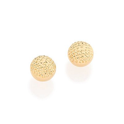 BRINCO FOLHEADO A OURO BOLA COM DETALHES TRABALHADOS. MED 5MM ROMMANEL 525365