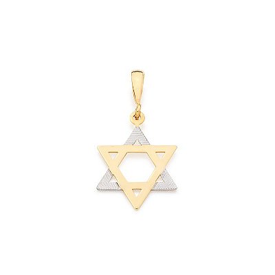PINGENTE MASCULINO FOLHEADO A OURO ESTRELA DE DAVI COM APLIQUE DE RHODIUM. MED 2,2CM ROMMANEL 540136