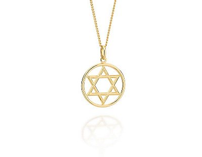 PINGENTE MASCULINO FOLHEADO A OURO ESTRELA DE DAVI. MED 3CM ROMMANEL 541998