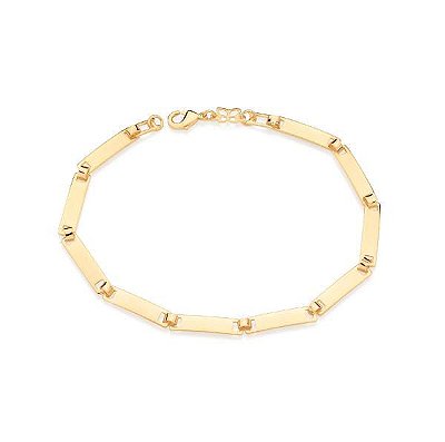 PULSEIRA MASCULINA FOLHEADO A OURO CHAPAS LISAS. MED 19/21CM ROMMANEL 550737