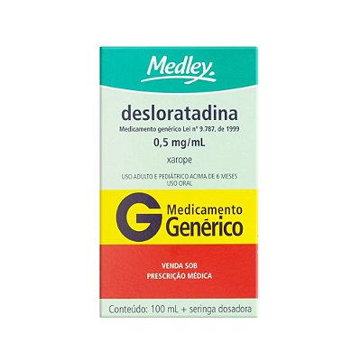 Desloratadina 0,5mg/ml Xarope 100ml  Medley Genérico