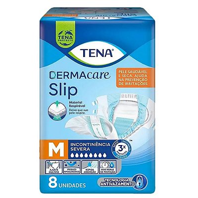 FRALDA GERIÁTRICA TENA DERMACARE SLIP UNISSEX TAMANHO M COM 8 UNIDADES ESSITY