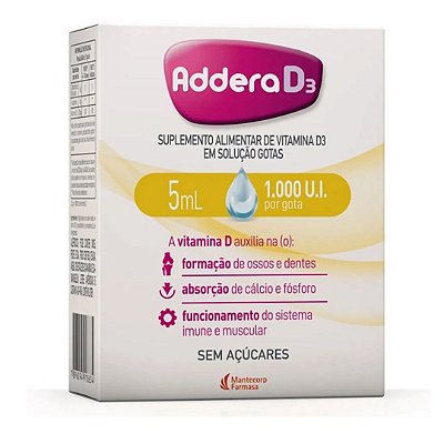 Addera Vitamina D 1.000UI D3 Gotas 5ml Mantecorp/Farmasa