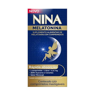 Melatonina Nina 0,21mg  com 120 comprimidos mastigáveis Genomma