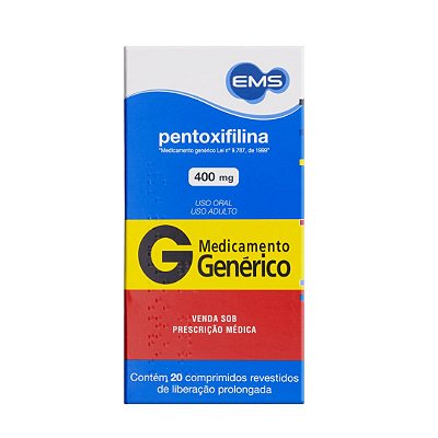 Pentoxifilina 400mg com 20 comprimidos EMS Genérico