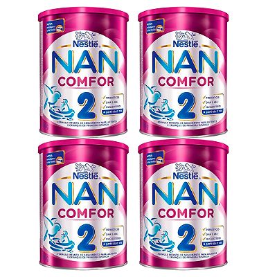 Kit com 4 Fórmula Infantil Nan Comfor 2 800g Nestlé