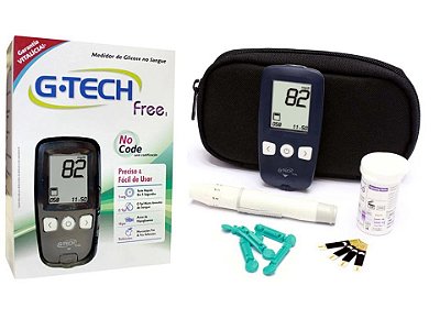 Kit Medidor Glicose Completo G-Tech Free c/ Tiras e Lancetas