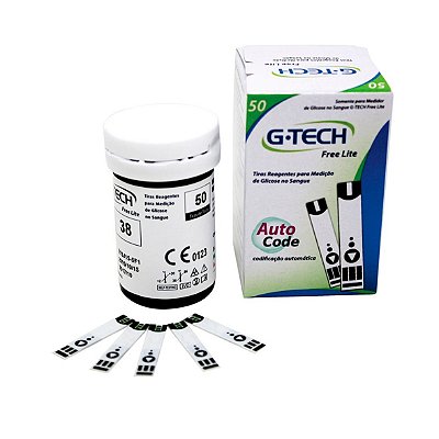Fita Teste Glicemia Tira Glicose 50 Unidades G-tech Lite