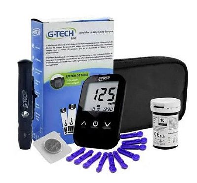 Kit Medidor De Glicose Lite Completo G-Tech Com Tiras + Caneta Lancetadora