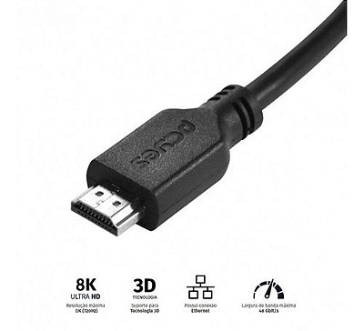 Cabo Hdmi 2.1 8k 2,0mt 28AWG PHM21-2 PCYES