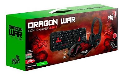 Kit Gamer Teclado Mouse Headset Mousepad Dragon War CGDW41R