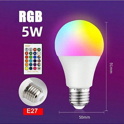 Lampada LED RGB com Controle Remoto LK-RGB-5W LUATEK