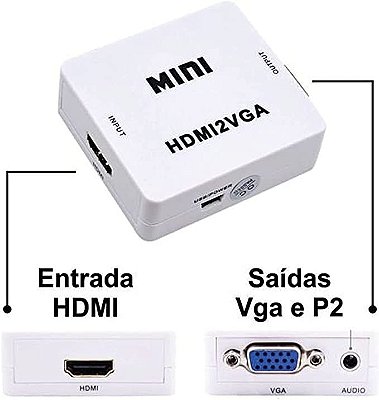 Mini Conversor HDMI p/ VGA Sp Scaler MHV MIGTEC MINI