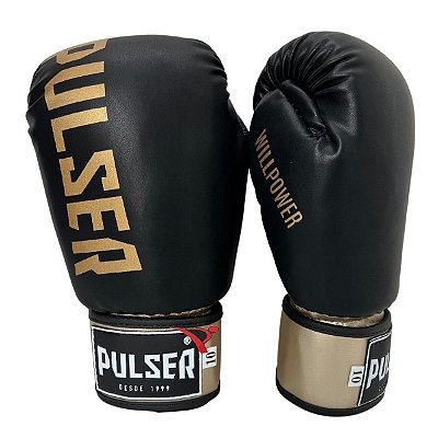 Luva de Boxe / Muay Thai 10oz PU - Preto com Dourado Minimal - Pulser
