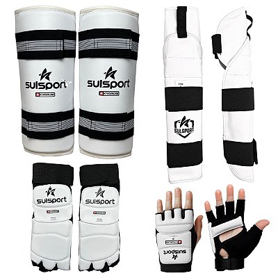 KIT PROTETOR CANELEIRA + MEIA + ANTEBRAÇO C/ COTOVELEIRA + LUVA DE TAEKWONDO - SULSPORT