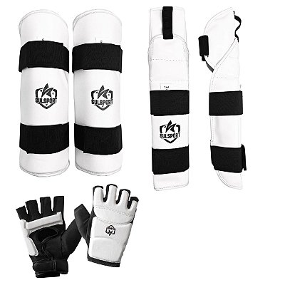 KIT PROTETOR CANELEIRA + ANTEBRAÇO C/ COTOVELEIRA + LUVA DE TAEKWONDO - SULSPORT