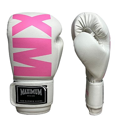 LUVA 12OZ - BRANCO COM ROSA MXM - MAXIMUM