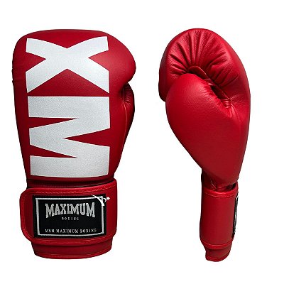 LUVA 14OZ - VERMELHO COM BRANCO MXM - MAXIMUM