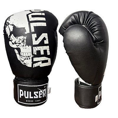 LUVA 12OZ PU - BRANCO COM PRETO CAVEIRA ADOMA - PULSER