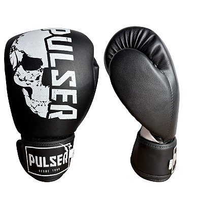 LUVA 12OZ PU - BRANCO COM PRETO CAVEIRA ADOMA - PULSER