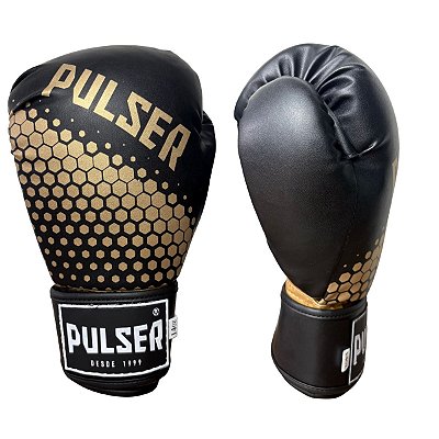 LUVA 16OZ PU - PRETO COM DOURADO HEXA ADOMA - PULSER