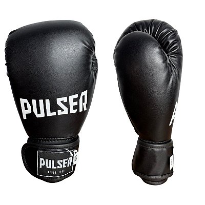 KIT LUVA 08OZ + BANDAGEM + BUCAL - PRETO COM BRANCO - PULSER