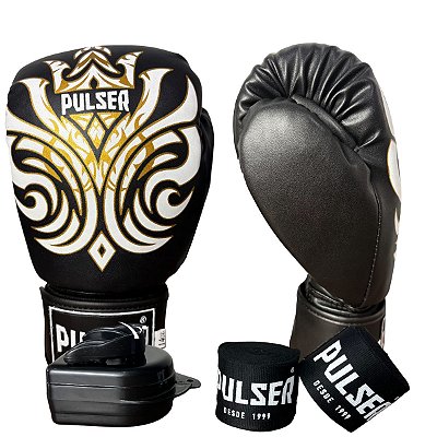 KIT LUVA 16OZ + BANDAGEM + BUCAL - PRETO IMPERIAL - PULSER