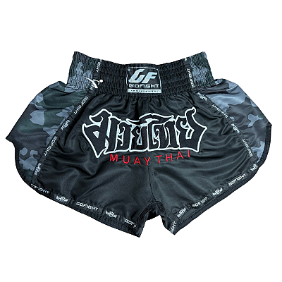SHORT FIGHT MUAY THAI - CAMUFLADO CINZA - GO FIGHT