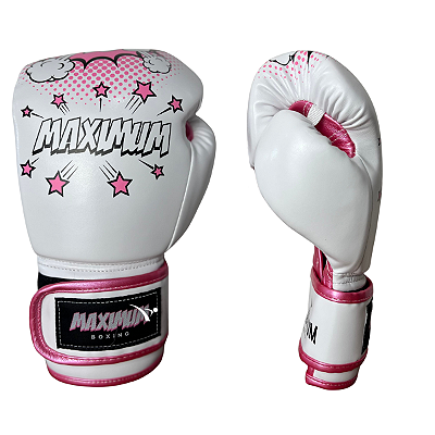 LUVA 6OZ INFANTIL - BRANCO COM ROSA - MAXIMUM