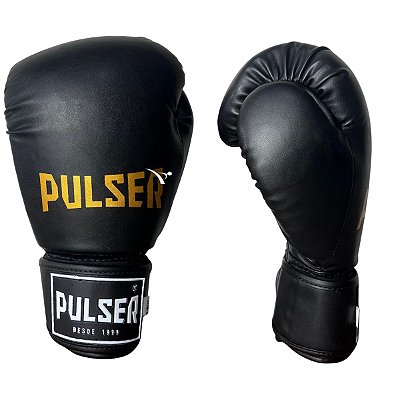 LUVA 14OZ PU - PRETO COM DOURADO BASIC ADOMA - PULSER