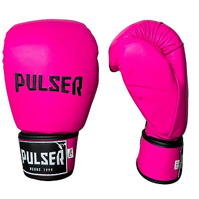 LUVA 12OZ COURO - ROSA COM PRETO BORDADO ADOMA - PULSER