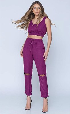 CONJUNTO JOGGER LINHO SENA - ROXO