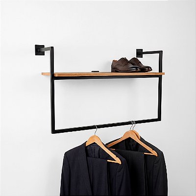 Arara de Parede Cabideiro e Tampo Mdf - TX 120 cm