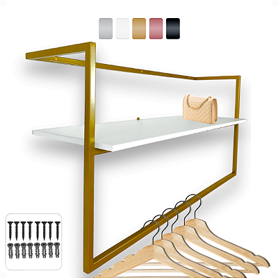Arara de Parede Cabideiro e Tampo Mdf modelo TY 120 cm