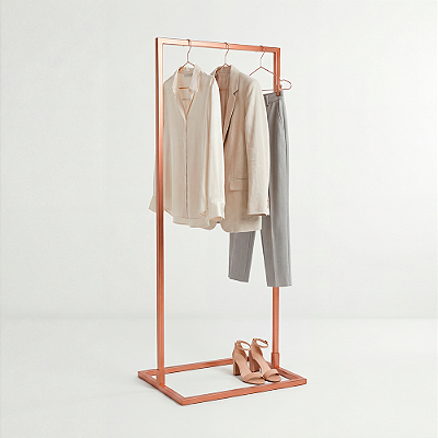 Arara Slyn 50-130 - Arara de Roupas Baixa para Centro de Loja - Compacta e Desmontável