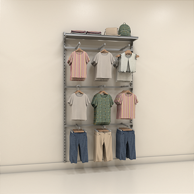 Arara de Parede Conjunto TH Magazine com Prateleira e 9 Cabideiros RT