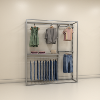 Arara de Chão Regulável Cubo Magazine 180 - Modular com Cremalheira