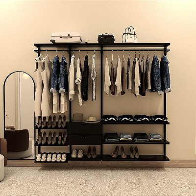 Closet Modular Malta CR 240 com Gaveteiros e Prateleiras
