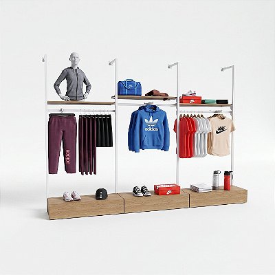 Arara Modular Cremalheira CRL 440 Londres com Prateleiras e Tablados
