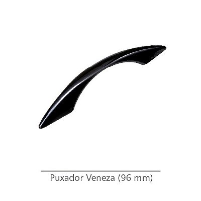 Puxador Alça Plástico Curvo 96mm Preto – 10 Peças