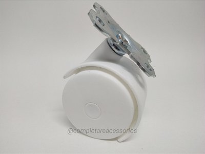 Rodízio 40mm com Placa Chata Branco – Kit com 4 Unidades para Móveis Leves
