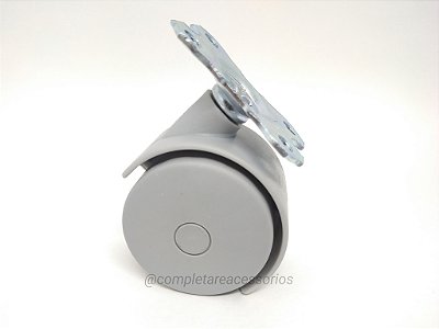 Rodízio 40mm com Placa Chata Cinza Claro – Kit com 4 Unidades para Móveis Leves