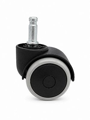 Rodízio para Cadeira Pino 10mm Preto/Cinza – Kit com 5 Unidades Emborrachadas e Silenciosas