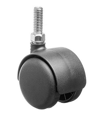 Rodízio 50mm com Rosca 5/16" x 1" Preto – Kit com 4 Unidades para Móveis de Médio Porte