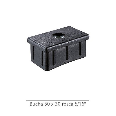 Bucha para tubo 30x50 mm com rosca 5/16" Preto - Kit com 12 unidades