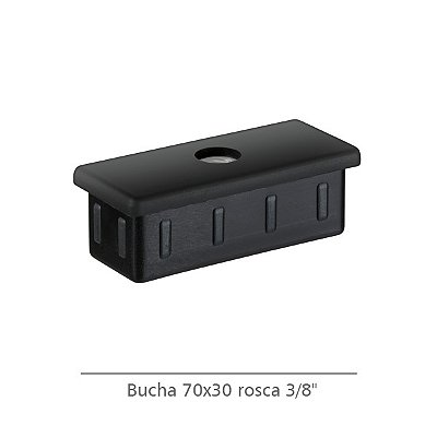 Bucha para tubo 30x70 mm com rosca 3/8" Preto - Kit com 12 unidades