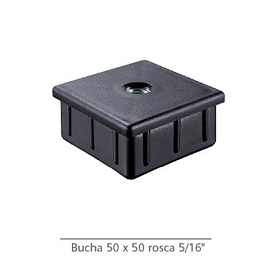 Bucha para tubo 50x50 mm com rosca 5/16" Preto - KIT 12 unidades