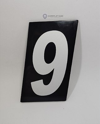Número PRATICO - 9 - Preto com Prata em ACM